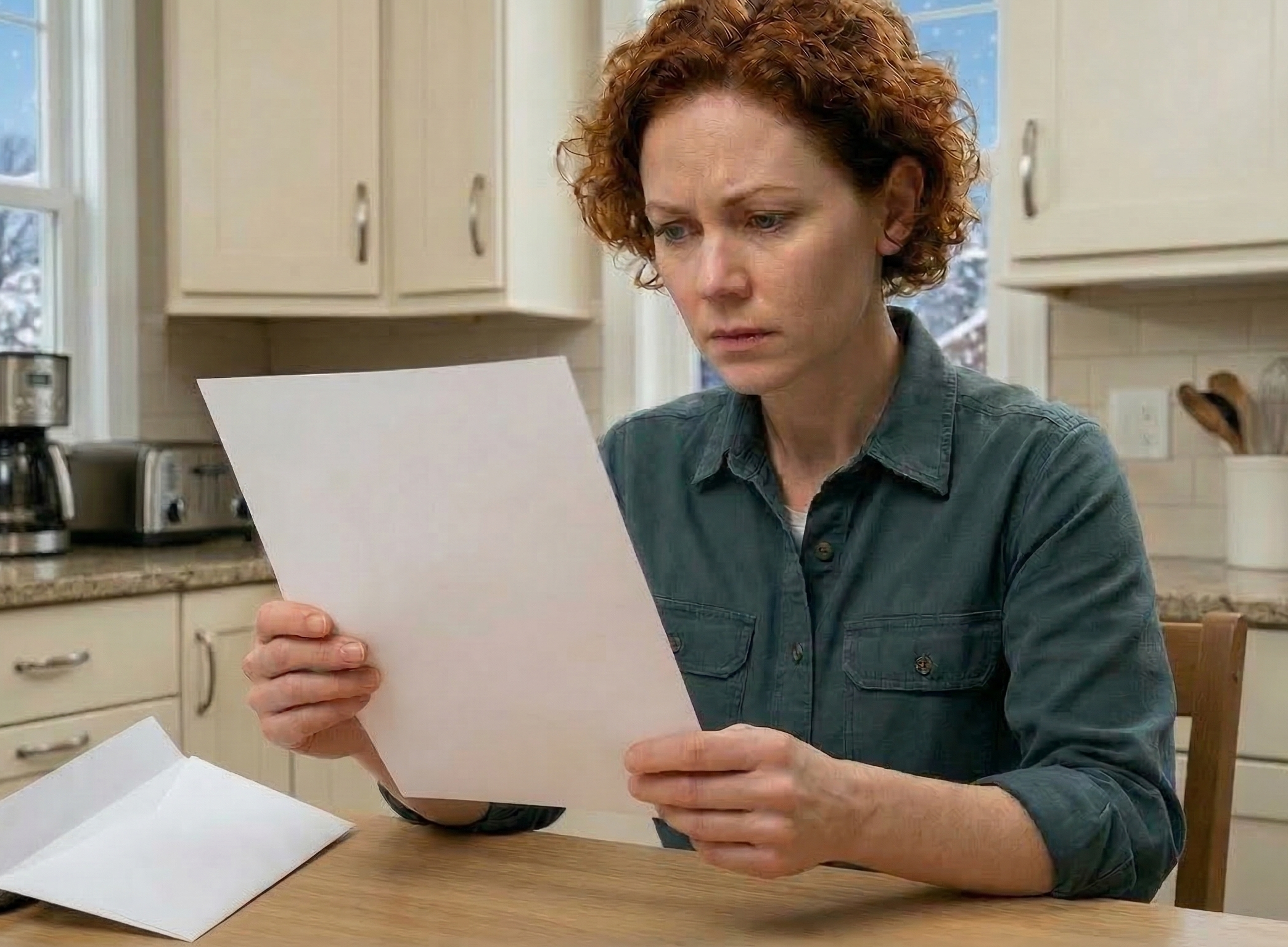 A concerned homeowner looking at their heating bill.