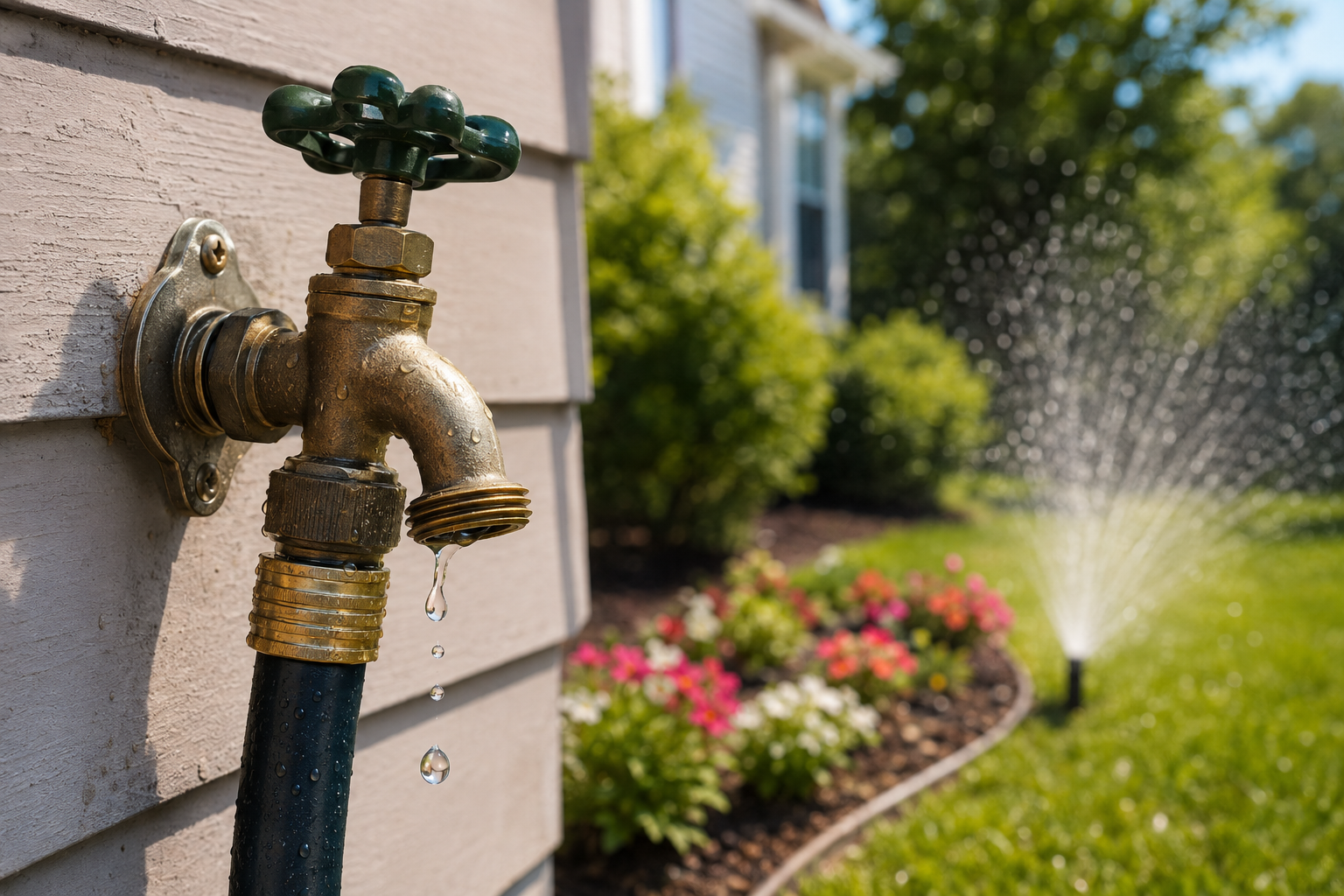 A sprinkle and residential irrigation system experiencing summer plumbing problems.