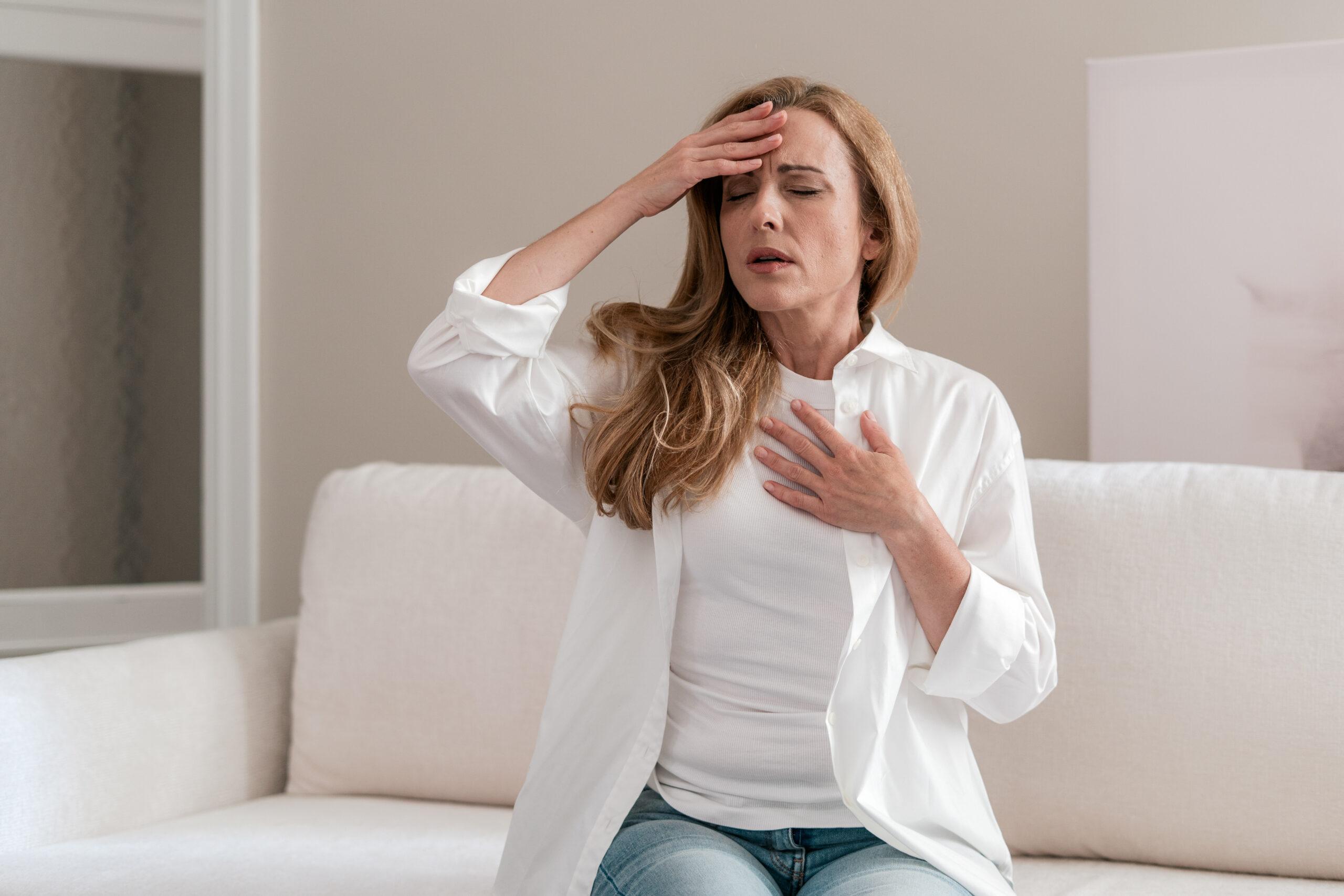 Woman having respiratory issues